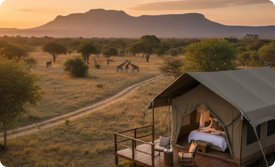 Safari tent accommodation in Southern Africa
